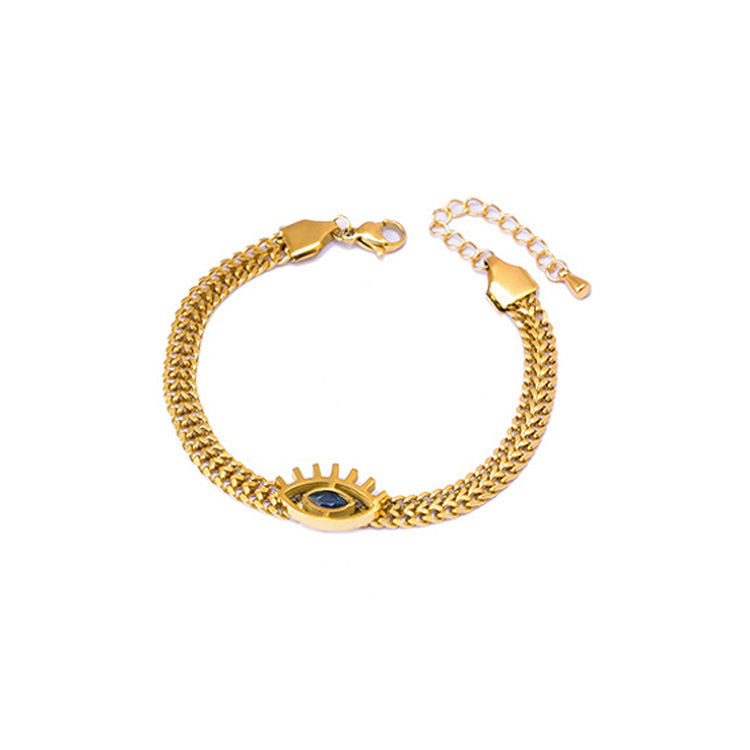 18K Gold Plated Blue Devil's Eye Bracelet | GiftBB