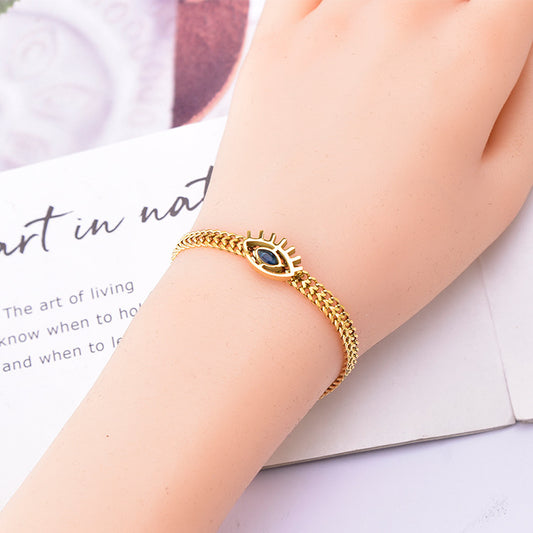 18K Gold Plated Blue Devil's Eye Bracelet | GiftBB