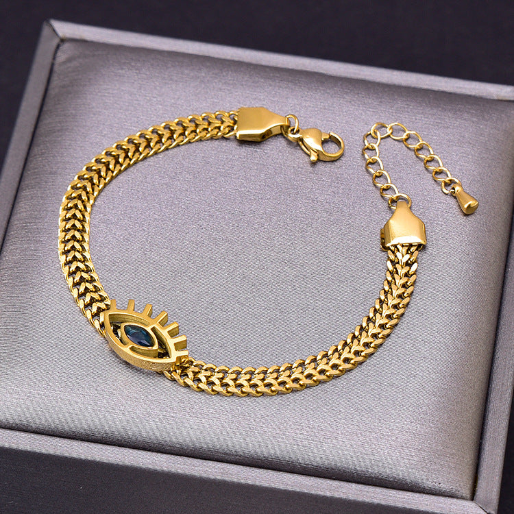18K Gold Plated Blue Devil's Eye Bracelet | GiftBB_1