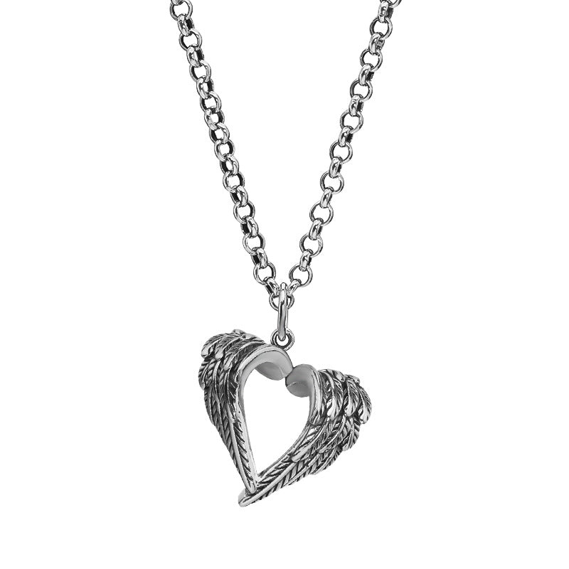 925 Sterling Silver Forever Love Angel Wings Pendant_1 GiftBB.com