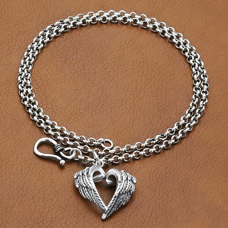 925 Sterling Silver Forever Love Angel Wings Pendant_3 GiftBB.com