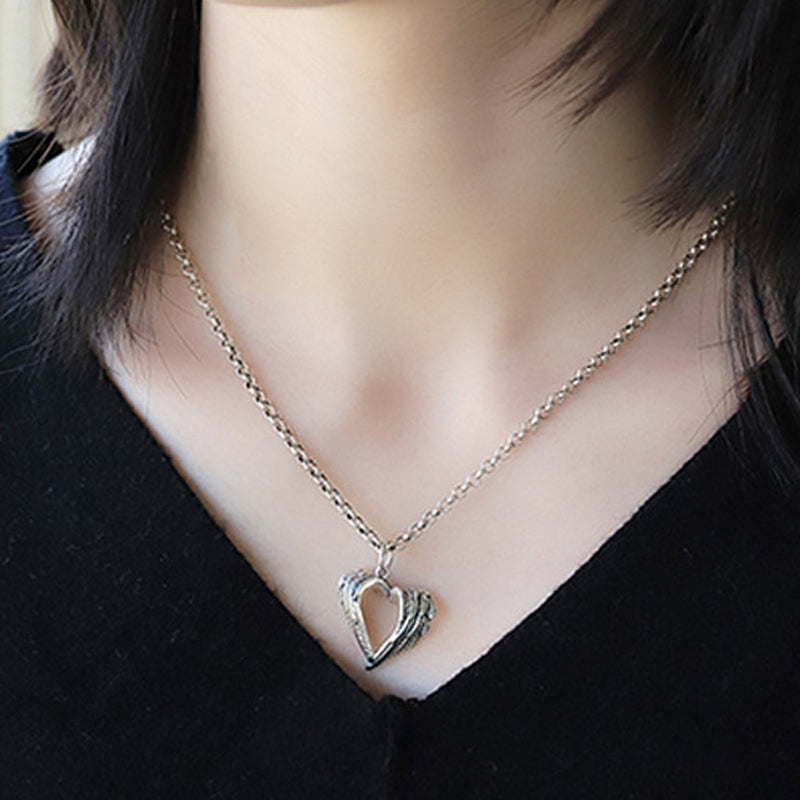 925 Sterling Silver Forever Love Angel Wings Pendant_4 GiftBB.com