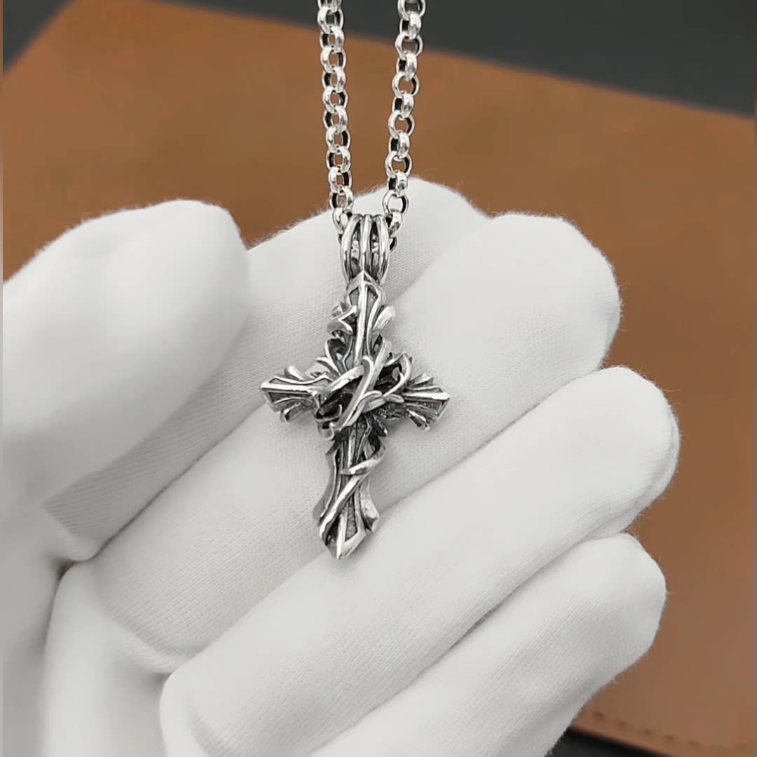 925 Sterling Silver Vine Cross Pendant (2) | GiftBB.com