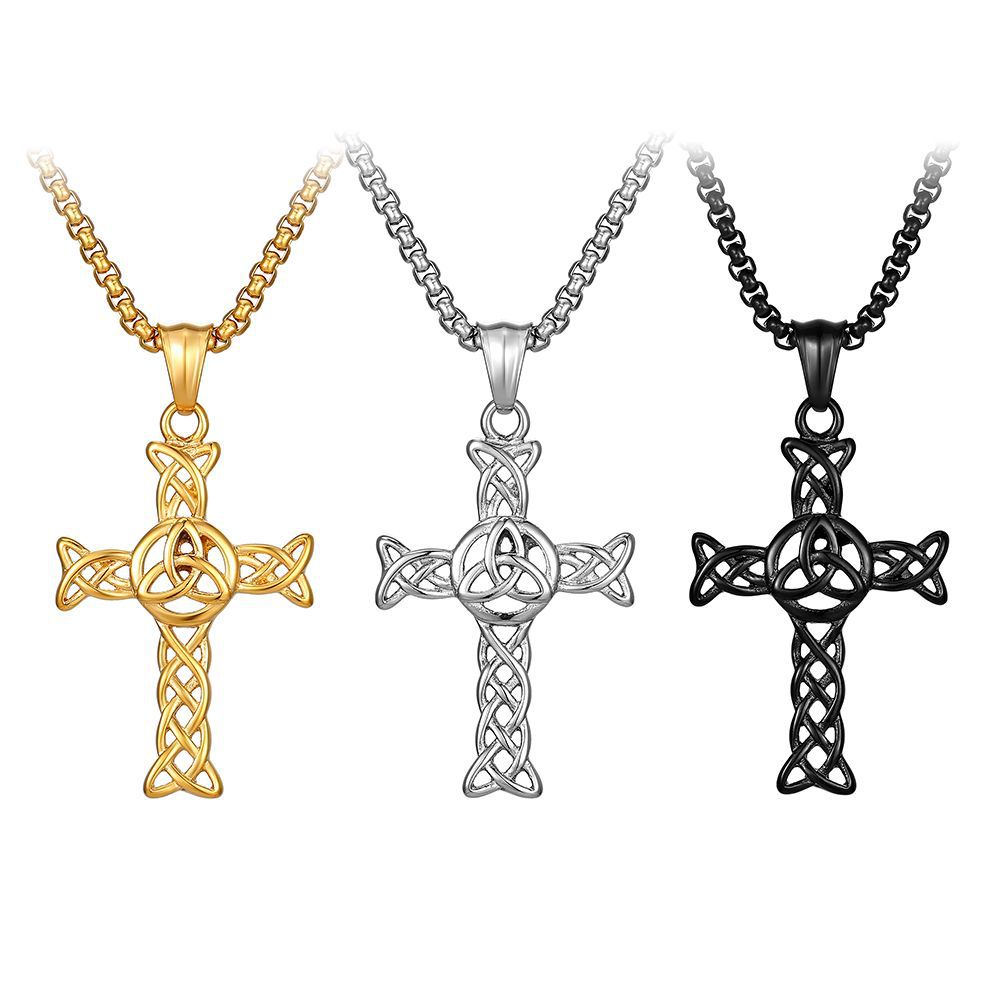 Celtic Knot Cross Cutout Necklace GiftBB.com