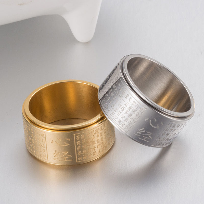 Chinese Buddhist Heart Sutra Spinner Ring GiftBB.com
