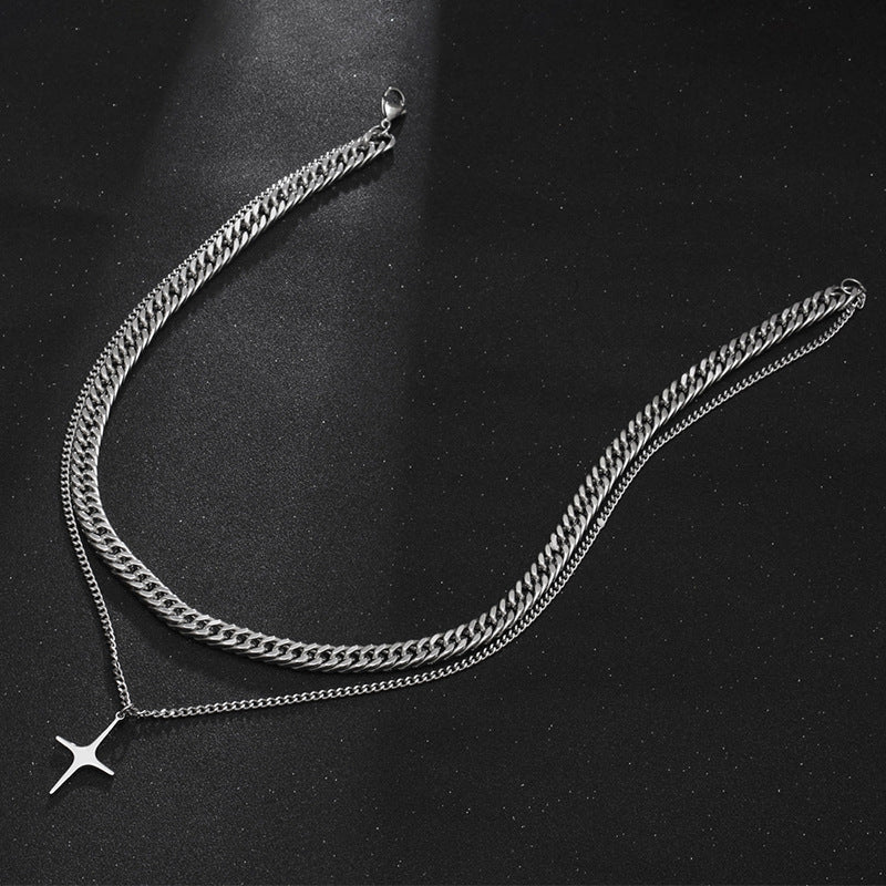 Double Chain Four-pointed Star Necklace GiftBB.com