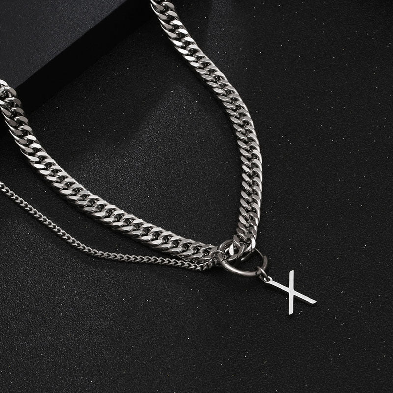 Double Chain Titanium Steel Chunky Chain Necklace GiftBB.com