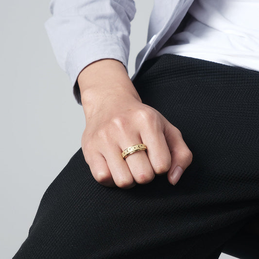 Frosted Hollow Moon Star Spinner Ring GiftBB.com