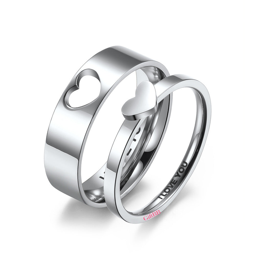 Heart-shaped Hollow Couple Rings 1 GiftBB.com