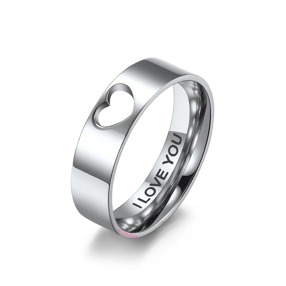 Heart-shaped Hollow Couple Rings - GiftBB.com