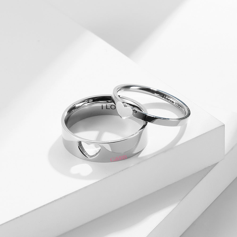Heart-shaped Hollow Couple Rings - GiftBB.com