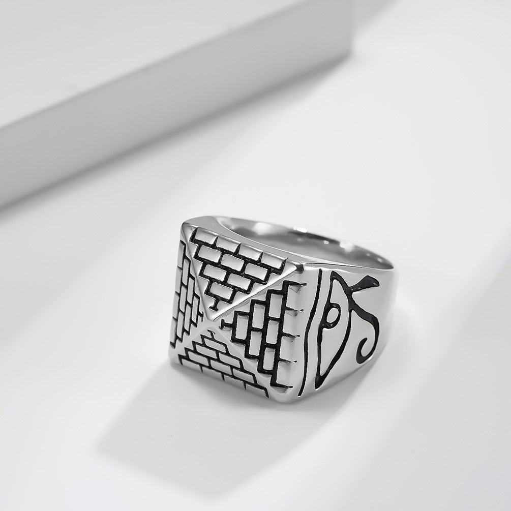 Horus Eye Pyramid Ring GiftBB.com