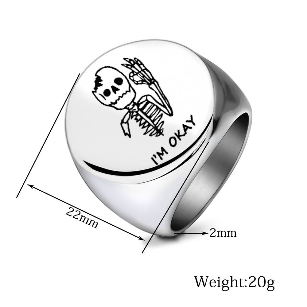 I'M OKAY Skull Ring GiftBB.com