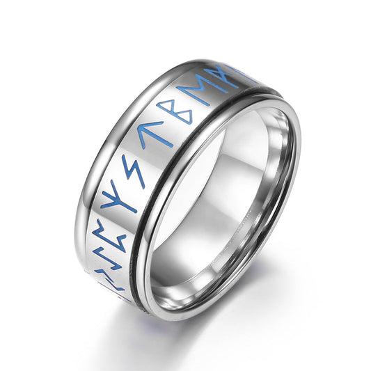 Nordic Viking Rune Luminous Rotating Ring GiftBB.com