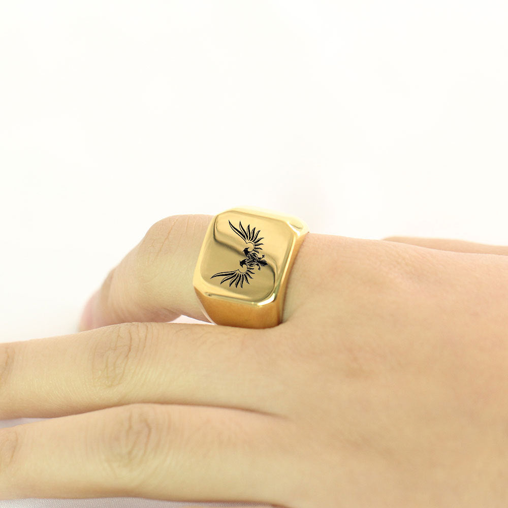 Punk Square Double Eagle Ring GiftBB.com