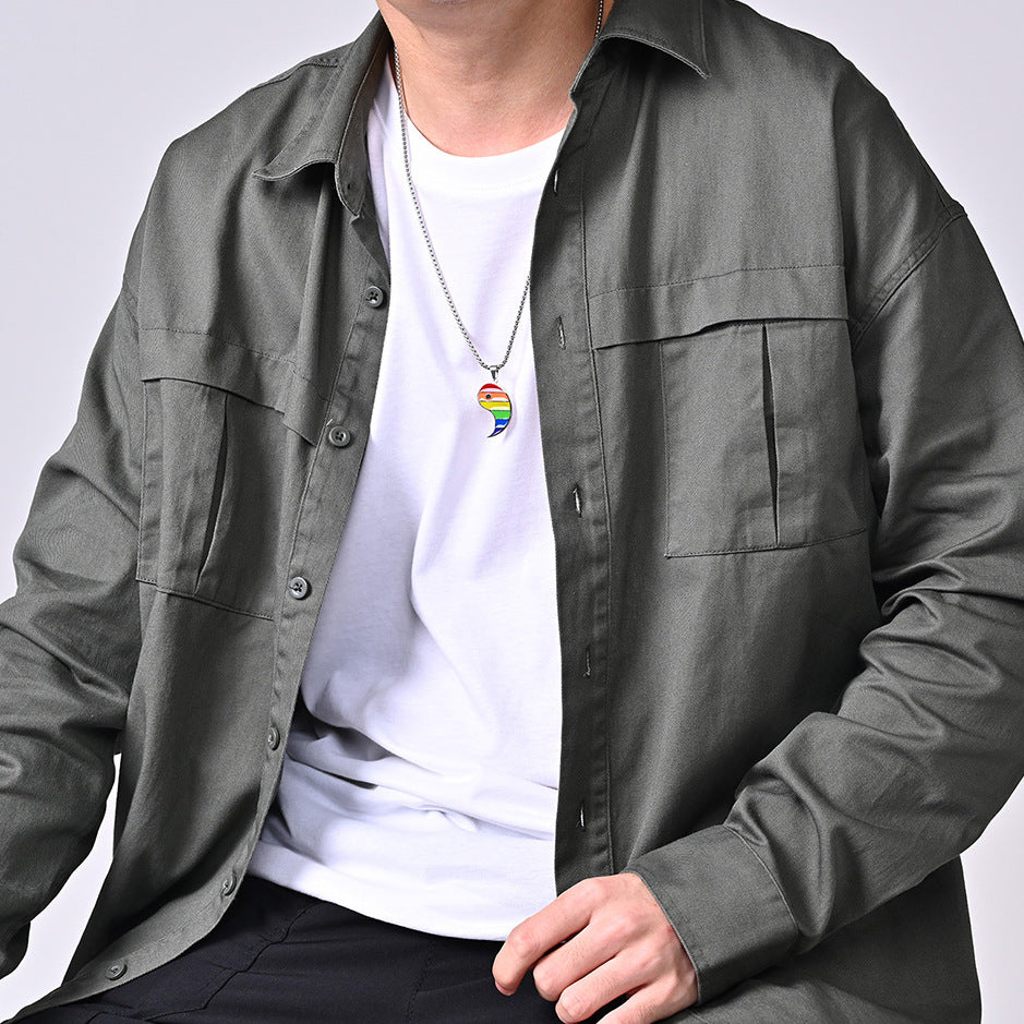 Rainbow Flag Tai Chi Yin Yang Pendant GiftBB.com