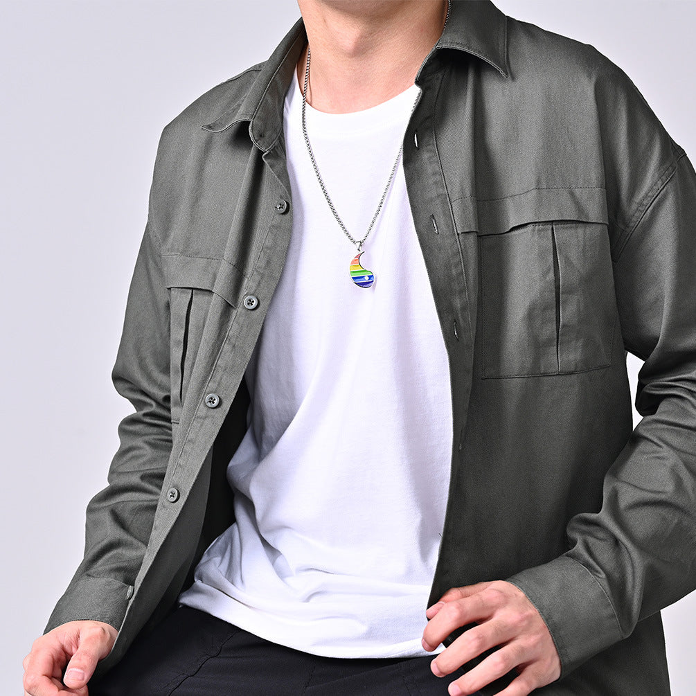 Rainbow Flag Tai Chi Yin Yang Pendant GiftBB.com