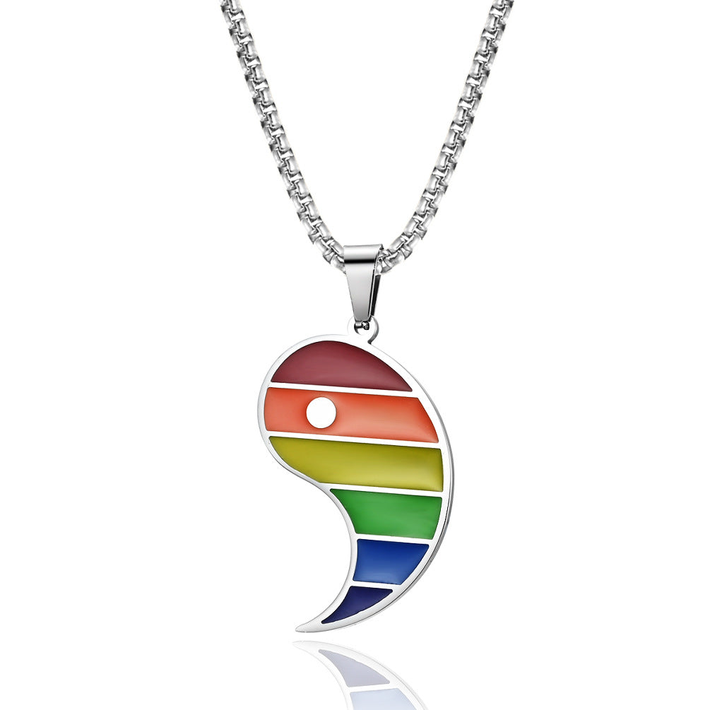 Rainbow Flag Tai Chi Yin Yang Pendant GiftBB.com