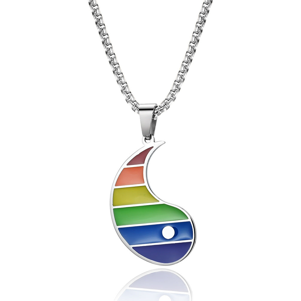 Rainbow Flag Tai Chi Yin Yang Pendant GiftBB.com