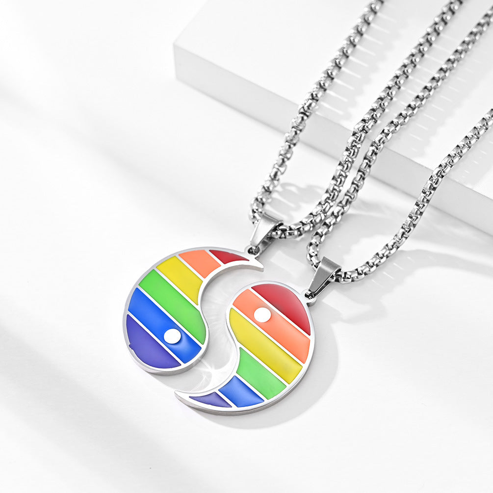Rainbow Flag Tai Chi Yin Yang Pendant GiftBB.com