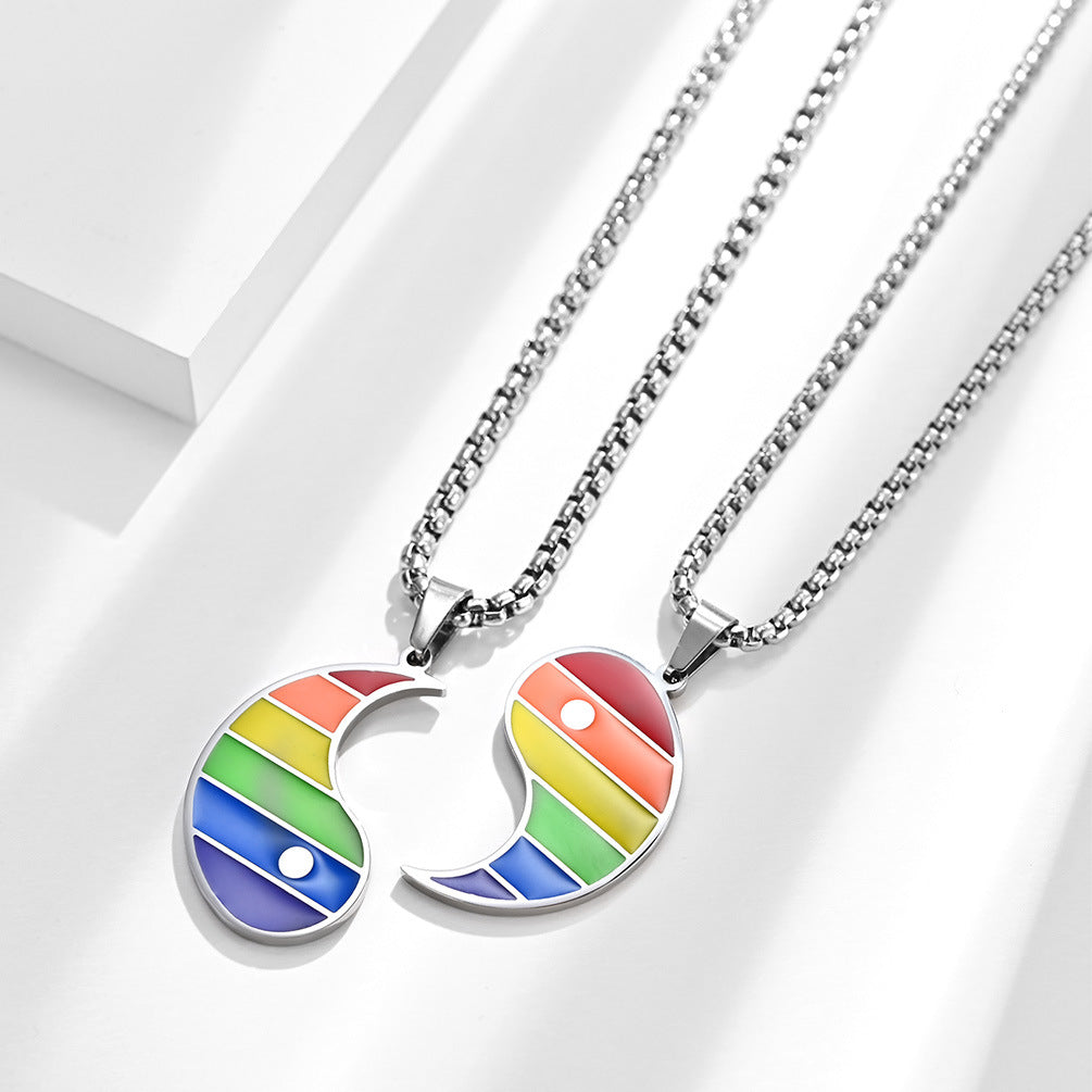 Rainbow Flag Tai Chi Yin Yang Pendant GiftBB.com