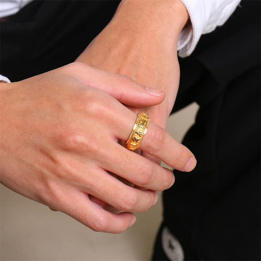 Six-character Mantra Lotus Auspicious Cloud Pattern Spinner Ring GiftBB.com