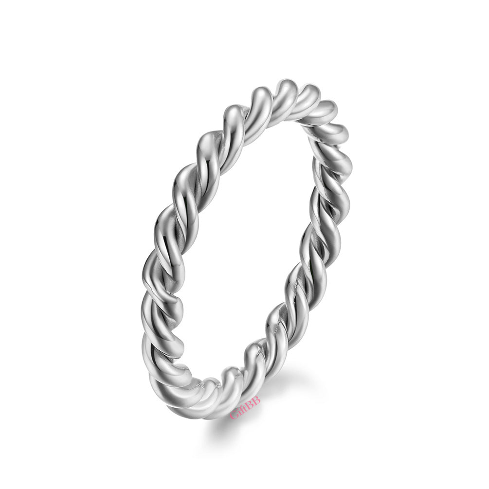 Spiral Twist Titanium Steel Ring - GiftBB.com