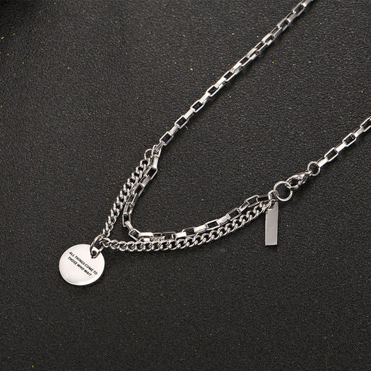 Spliced Double Layer Titanium Steel Necklace GiftBB.com