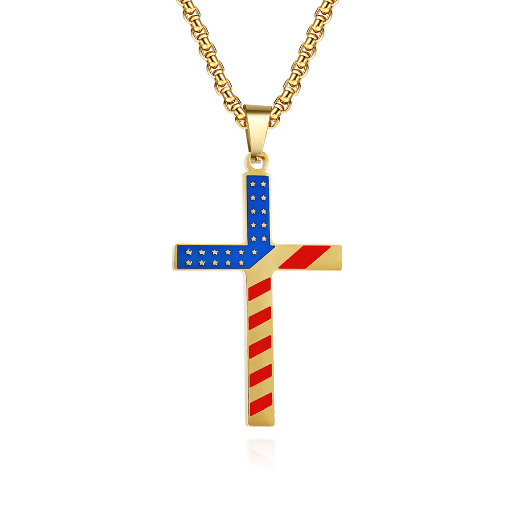 Stars Stripes Cross Pendant GiftBB.com