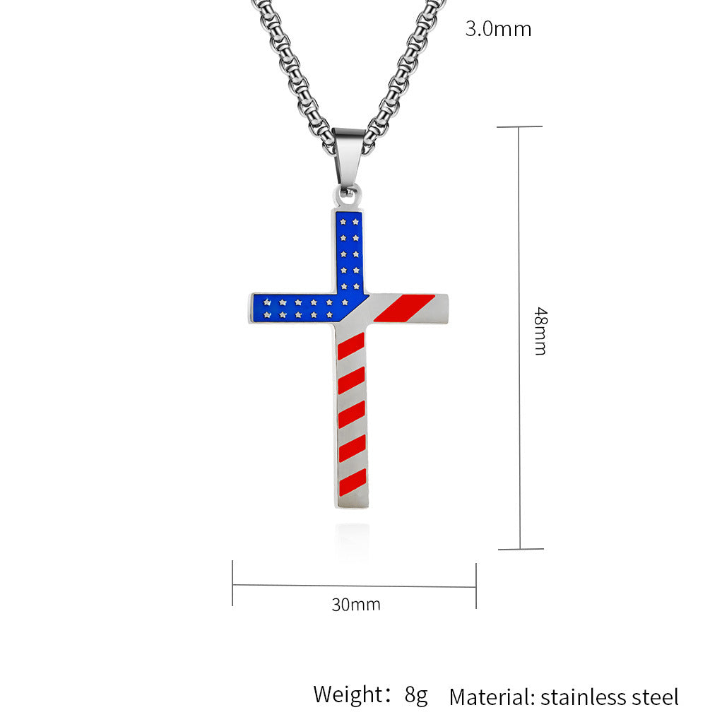 Stars Stripes Cross Pendant GiftBB.com