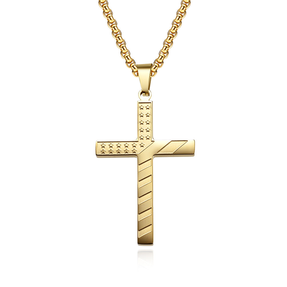 Stars Stripes Cross Pendant GiftBB.com
