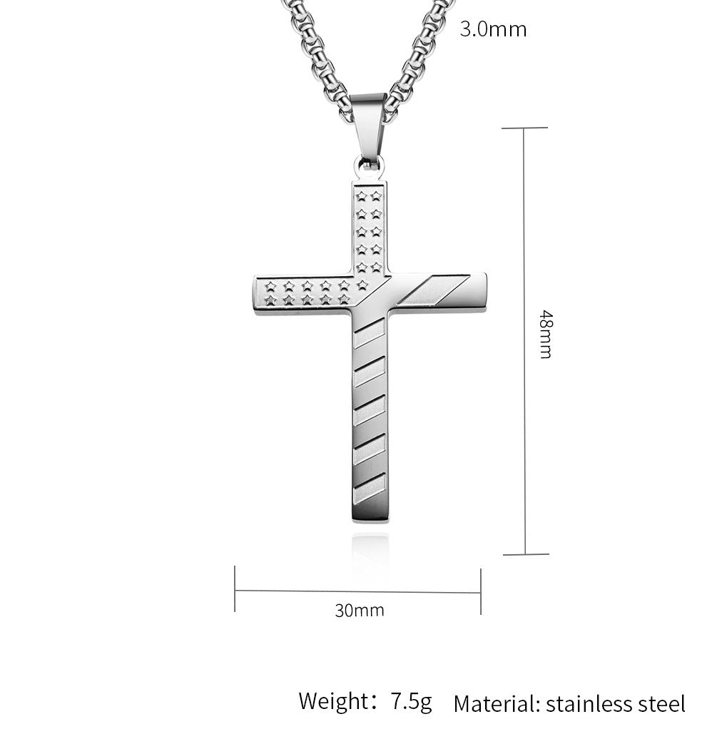 Stars Stripes Cross Pendant GiftBB.com