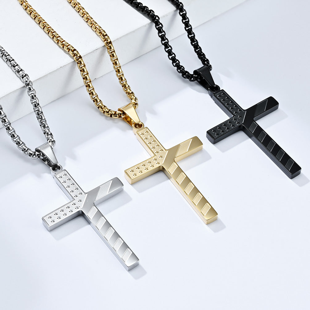Stars Stripes Cross Pendant GiftBB.com