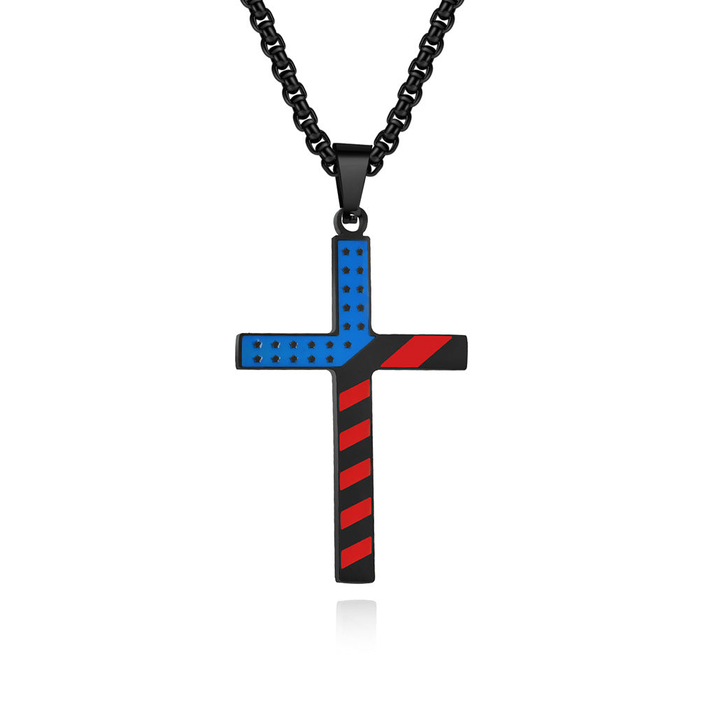 Stars Stripes Cross Pendant GiftBB.com