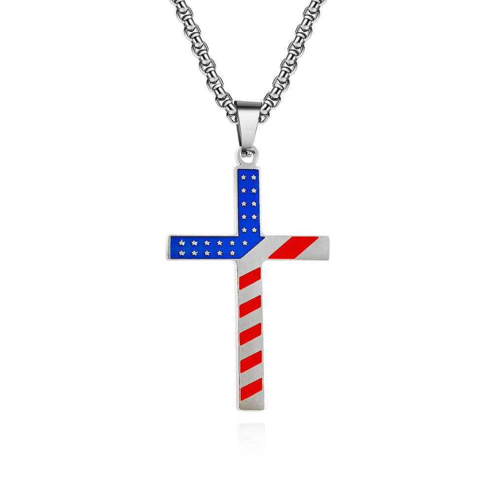 Stars Stripes Cross Pendant GiftBB.com