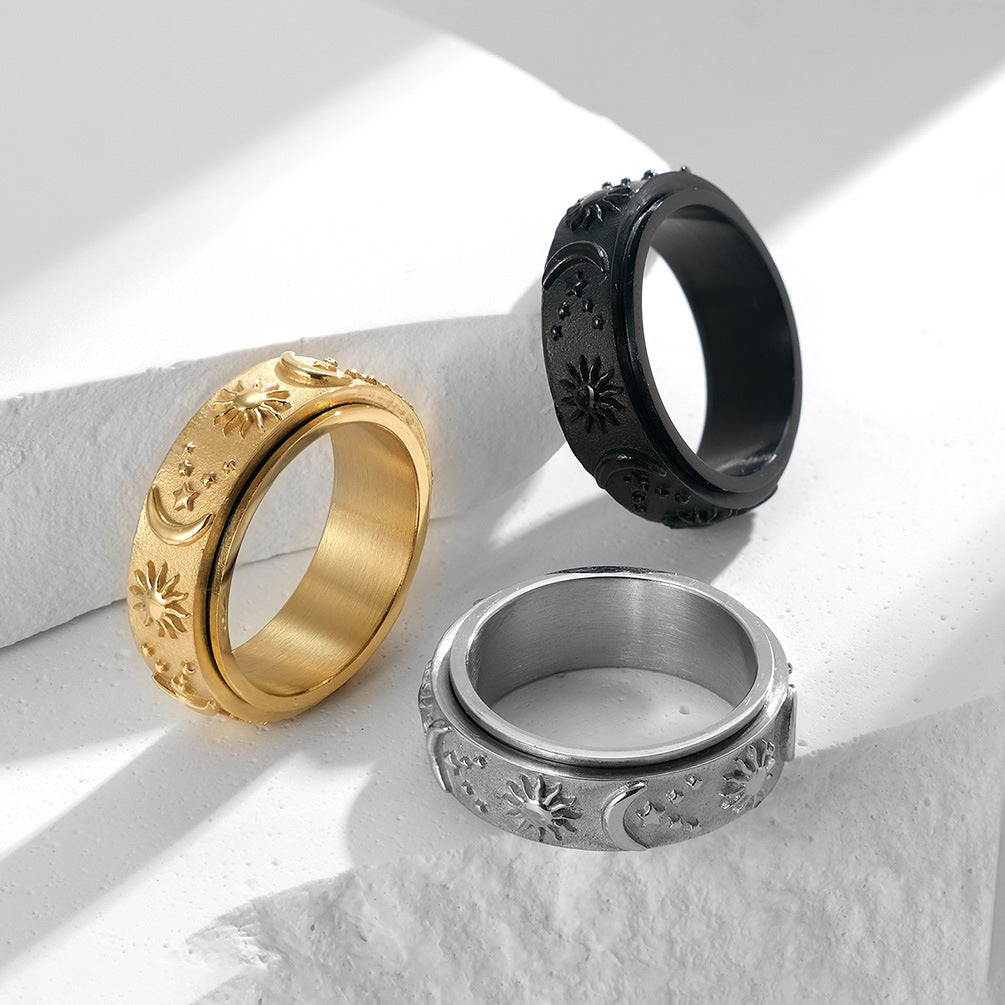 Sun Moon Star Spinner Ring GiftBB.com