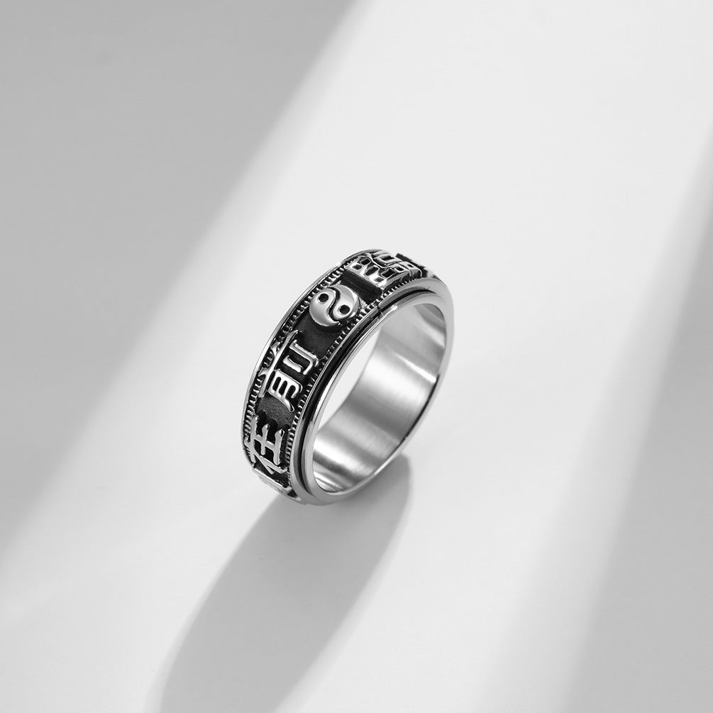 Tai Chi Nine-character Spinner Ring GiftBB.com