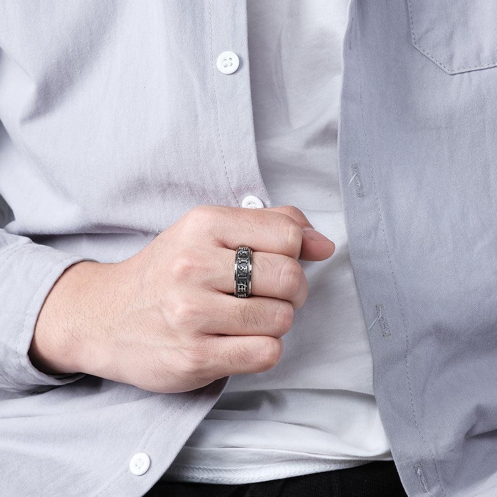 Tai Chi Nine-character Spinner Ring GiftBB.com