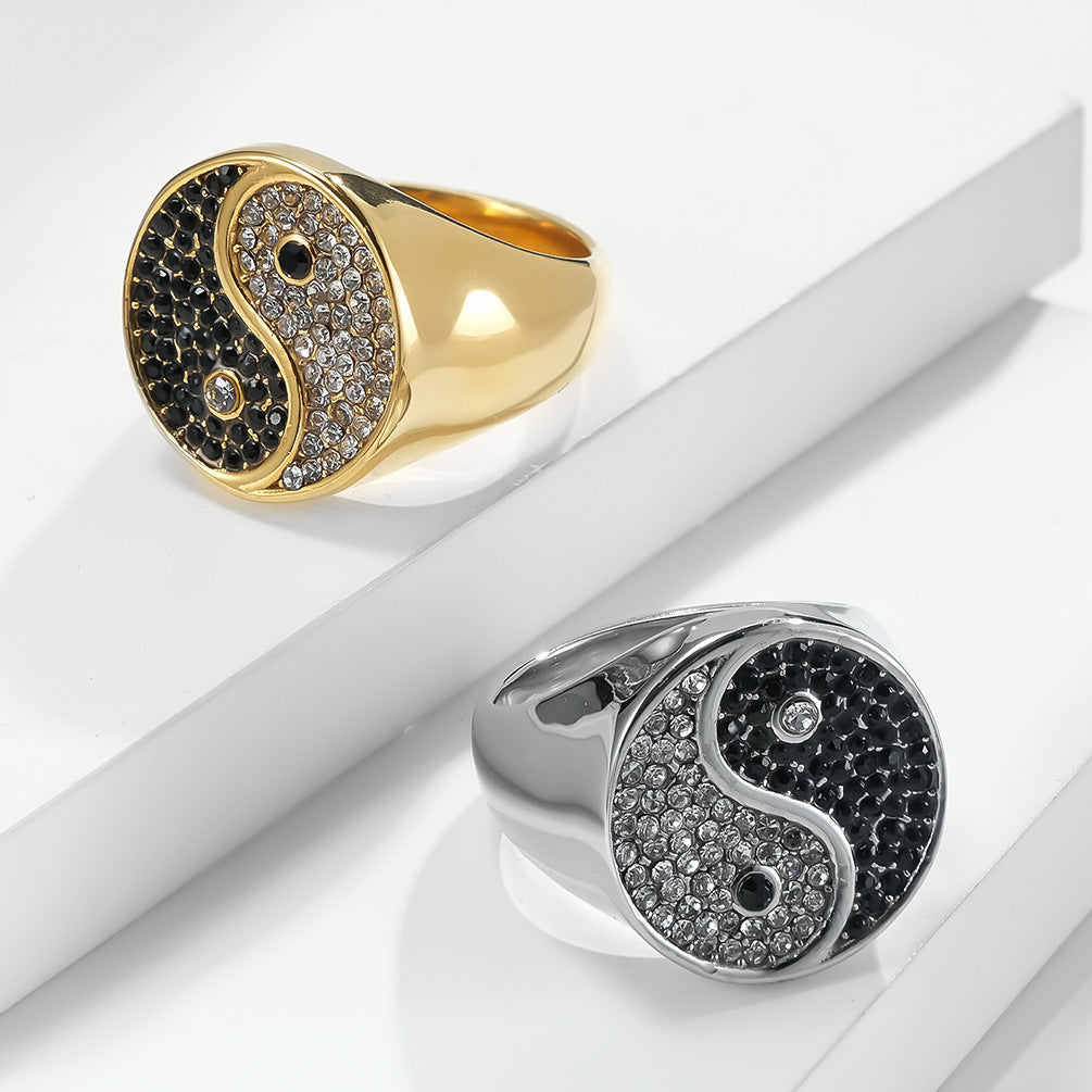 Tai Chi Yin Yang Gemstone Ring GiftBB.com