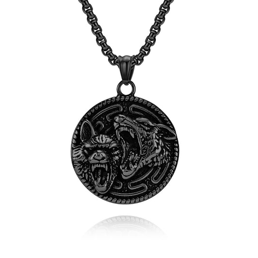 Valknut Nordic Wolf Head Necklace GiftBB.com