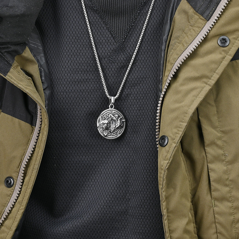 Valknut Nordic Wolf Head Necklace GiftBB.com