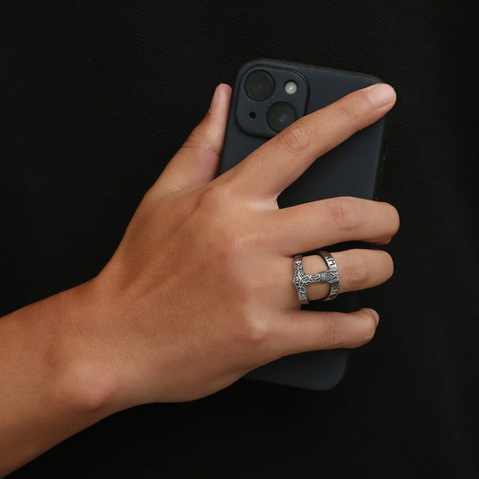 Viking Rune Thor's Hammer Triangle Knot Ring GiftBB.com