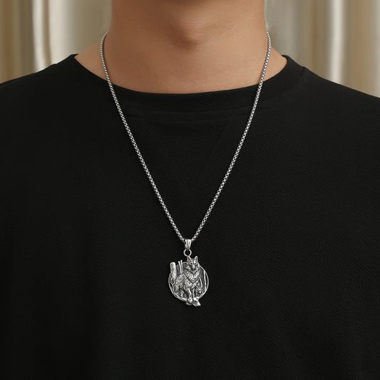 Viking Wolf Compass Necklace GiftBB.com