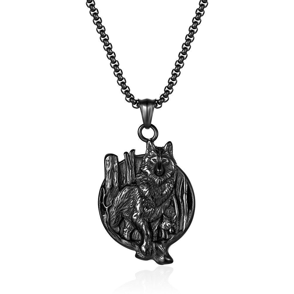 Viking Wolf Compass Necklace GiftBB.com