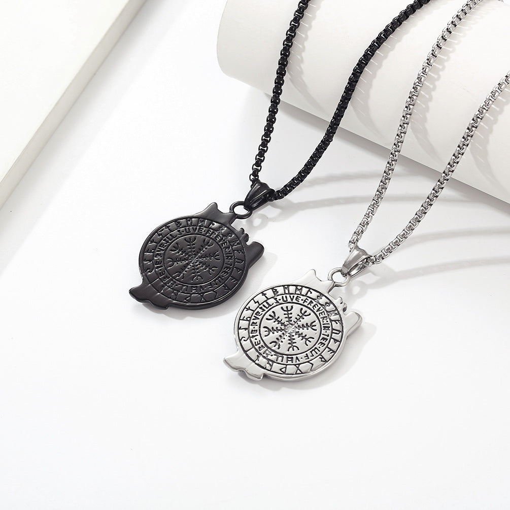 Viking Wolf Compass Necklace GiftBB.com