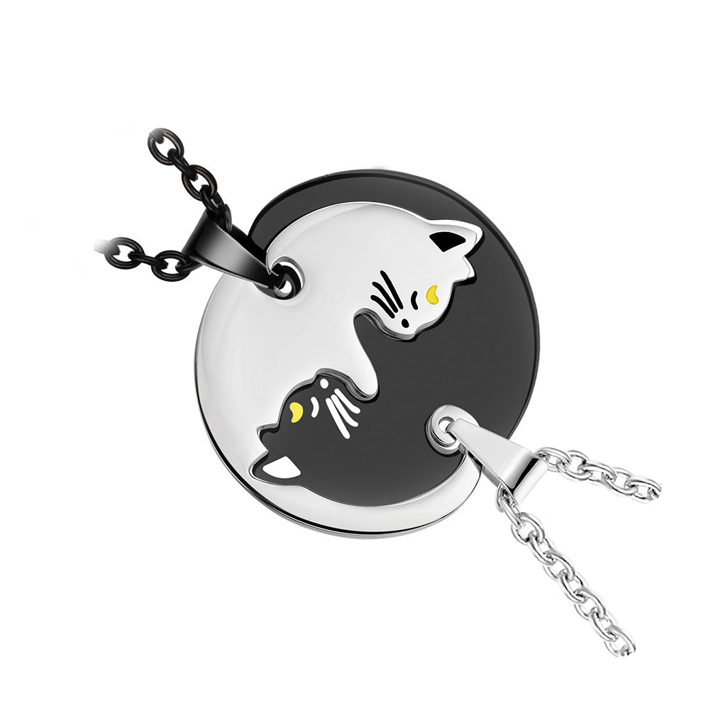 White And Black Cat Couple Pendant_1 GiftBB.com