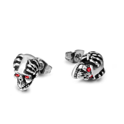 Red Eye Skull Earrings