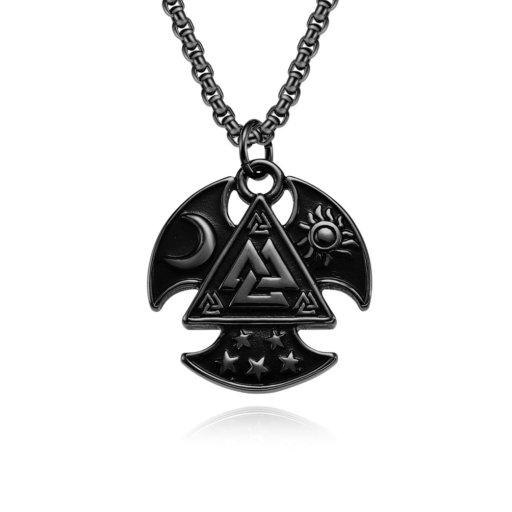 Odin Triangle Knot Sun Moon Star Axe Necklace