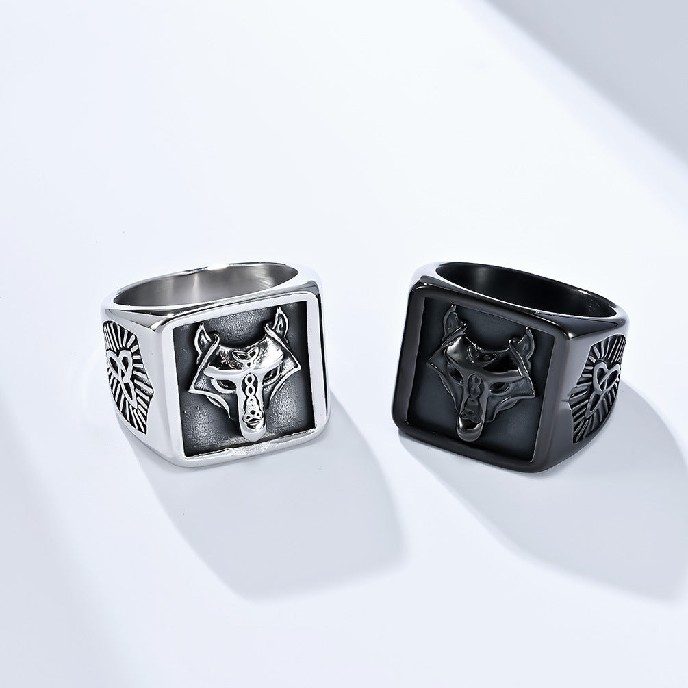 Nordic Celtic Knot Wolf Ring