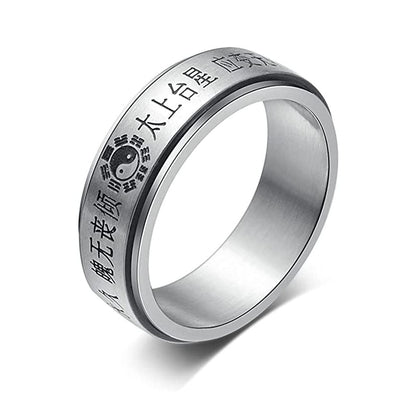 Chinese Character Engraved Taoist Purification Mantra Spinner Ring